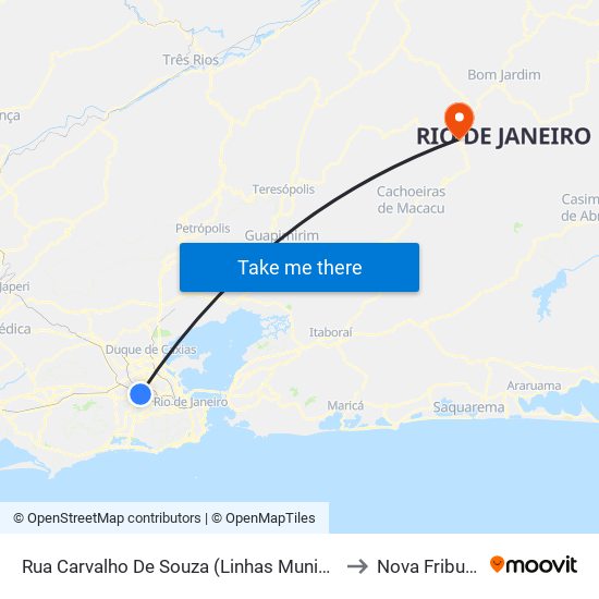 Rua Carvalho De Souza (Linhas Municipais) to Nova Friburgo map