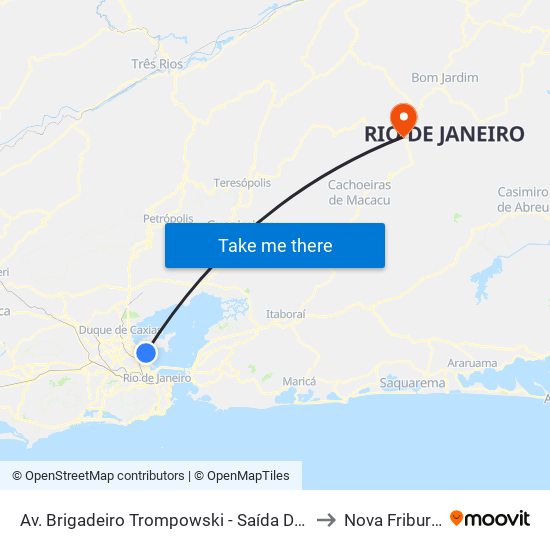 Av. Brigadeiro Trompowski - Saída Da Ilha to Nova Friburgo map