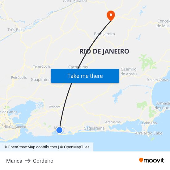 Maricá to Cordeiro map