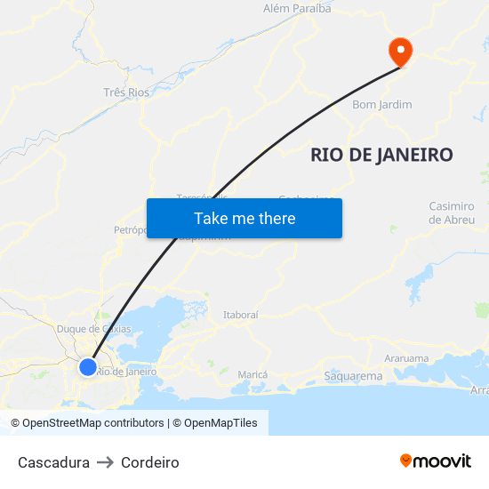 Cascadura to Cordeiro map