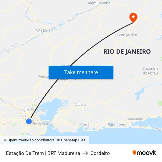 Estação De Trem | BRT Madureira to Cordeiro map