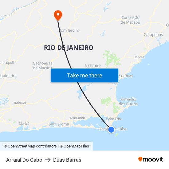 Arraial Do Cabo to Duas Barras map