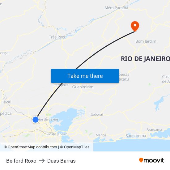 Belford Roxo to Duas Barras map