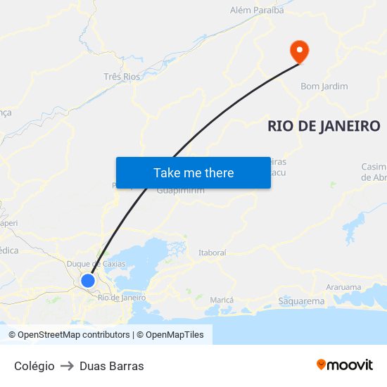 Colégio to Duas Barras map