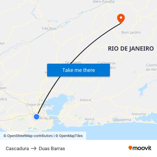 Cascadura to Duas Barras map