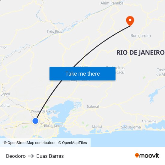 Deodoro to Duas Barras map