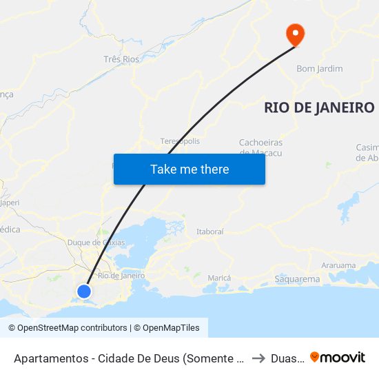 Apartamentos - Cidade De Deus (Somente Sentido Linha Amarela / Cidade De Deus) to Duas Barras map