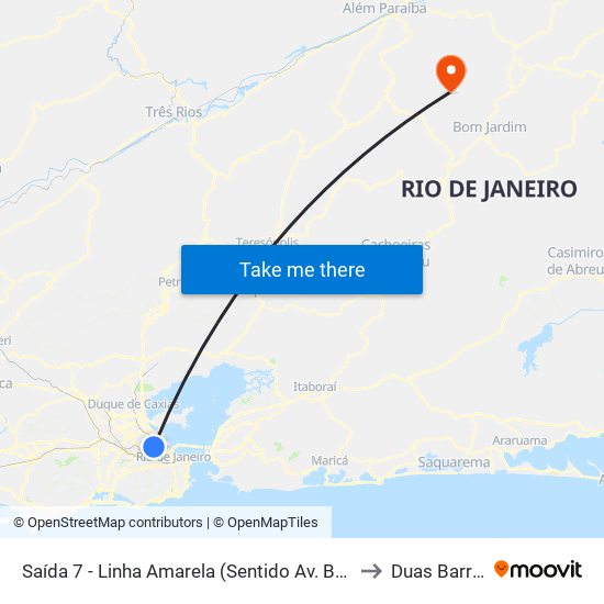 Saída 7 - Linha Amarela (Sentido Av. Brasil) to Duas Barras map