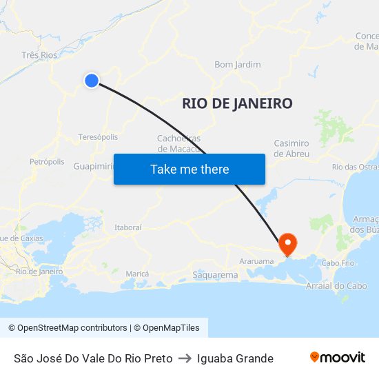 São José Do Vale Do Rio Preto to Iguaba Grande map