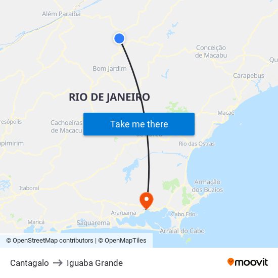 Cantagalo to Iguaba Grande map