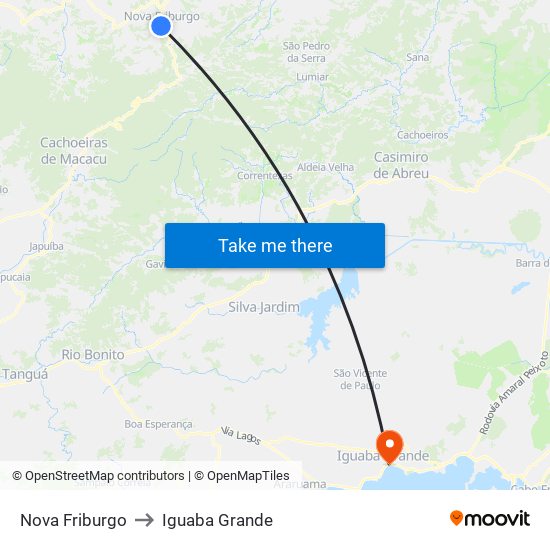 Nova Friburgo to Iguaba Grande map