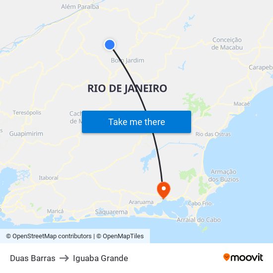 Duas Barras to Iguaba Grande map