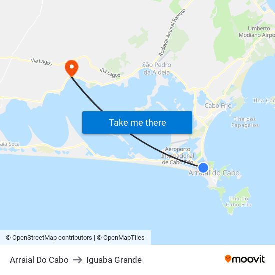 Arraial Do Cabo to Iguaba Grande map