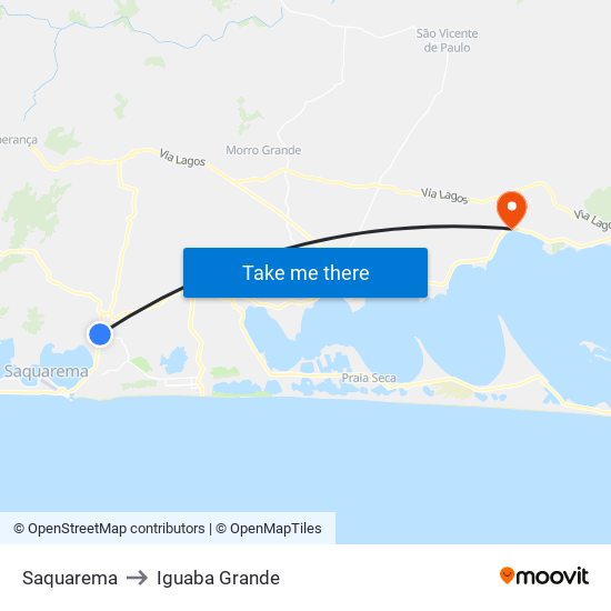 Saquarema to Iguaba Grande map