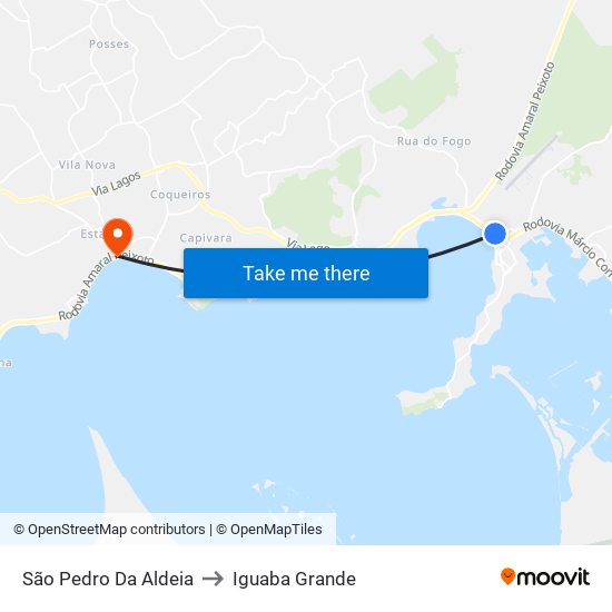 São Pedro Da Aldeia to Iguaba Grande map