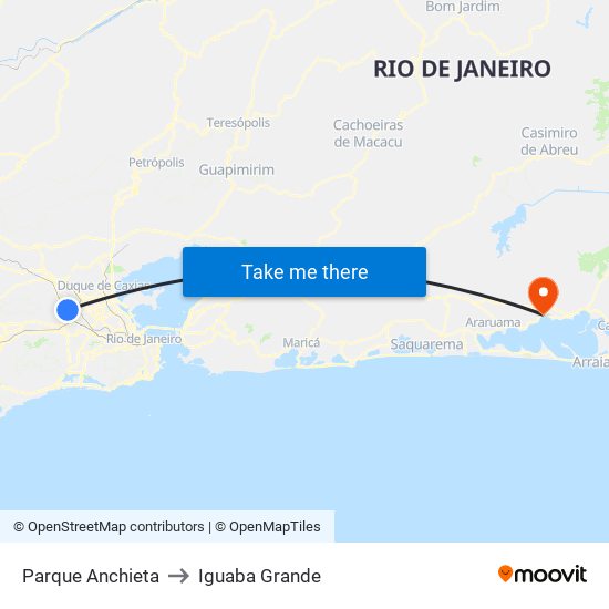 Parque Anchieta to Iguaba Grande map