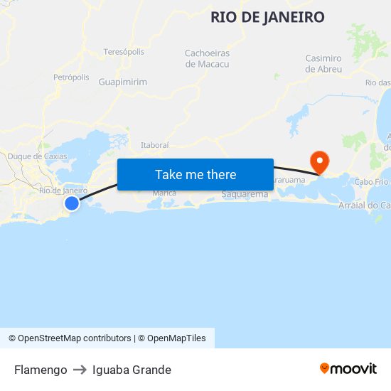 Flamengo to Iguaba Grande map