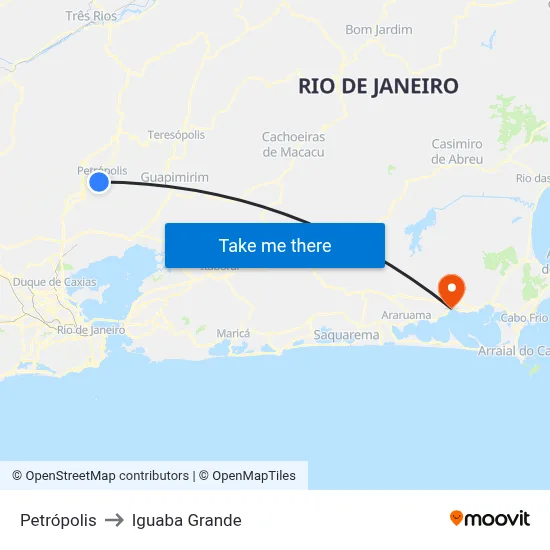 Petrópolis to Iguaba Grande map