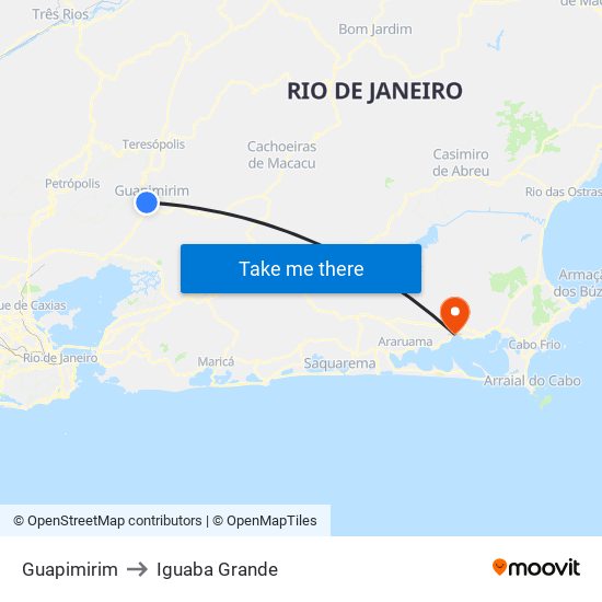 Guapimirim to Iguaba Grande map