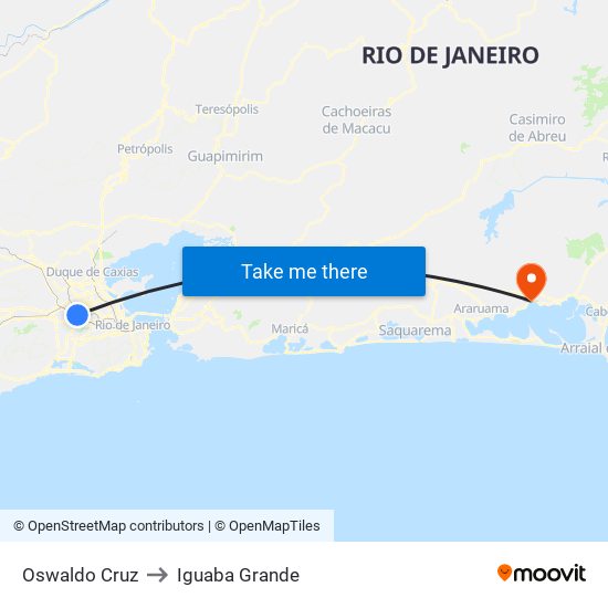 Oswaldo Cruz to Iguaba Grande map