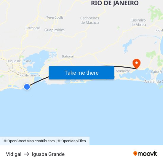 Vidigal to Iguaba Grande map