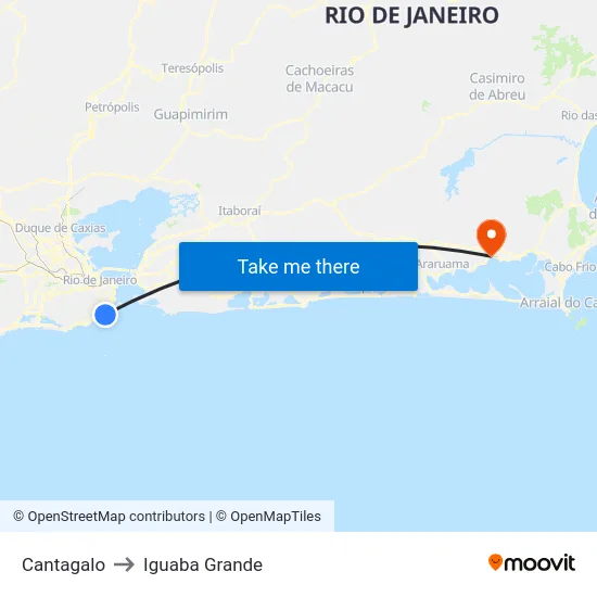 Cantagalo to Iguaba Grande map
