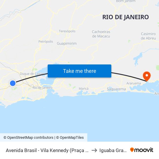 Avenida Brasil - Vila Kennedy (Praça Miami) to Iguaba Grande map