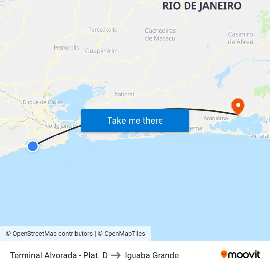 Terminal Alvorada - Plat. D to Iguaba Grande map