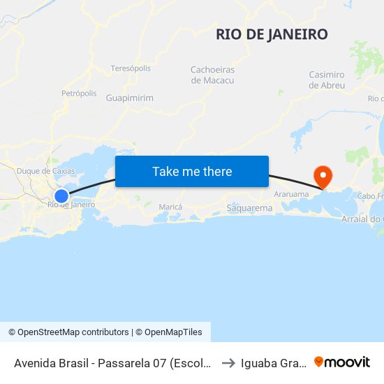 Avenida Brasil - Passarela 07 (Escola Bahia) to Iguaba Grande map