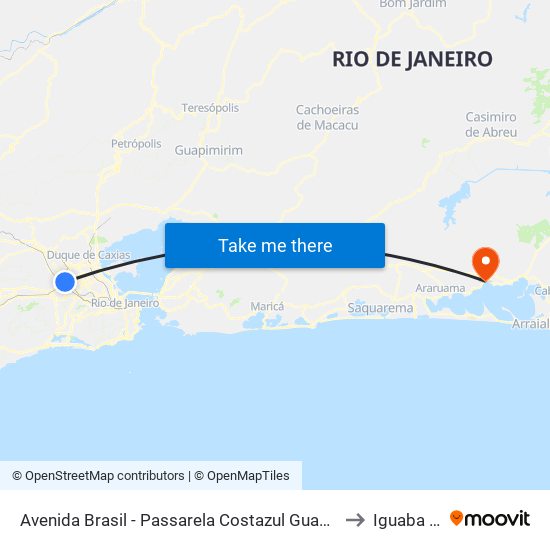 Avenida Brasil - Passarela Antigo Costazul Guadalupe (Sentido Zona Oeste) to Iguaba Grande map