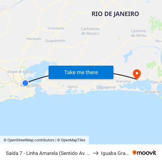 Saída 7 - Linha Amarela (Sentido Av. Brasil) to Iguaba Grande map