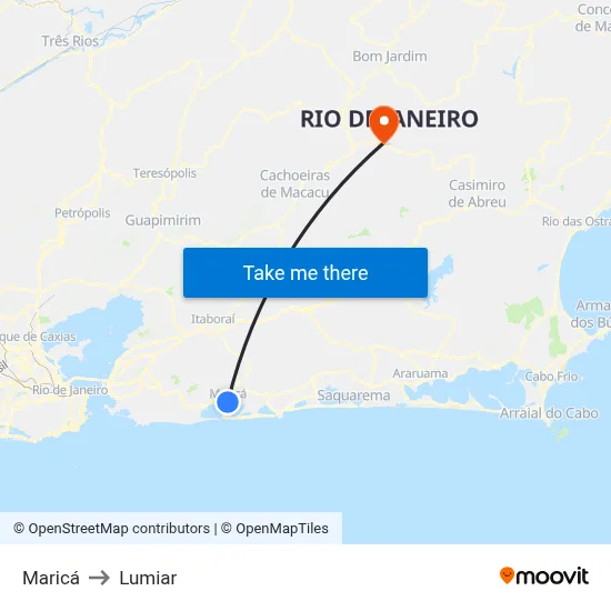 Maricá to Lumiar map