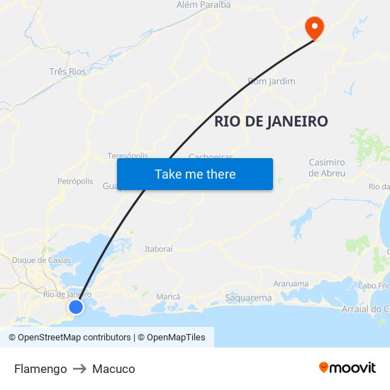 Flamengo to Macuco map