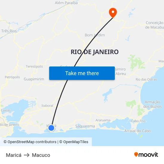 Maricá to Macuco map