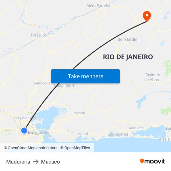 Madureira to Macuco map