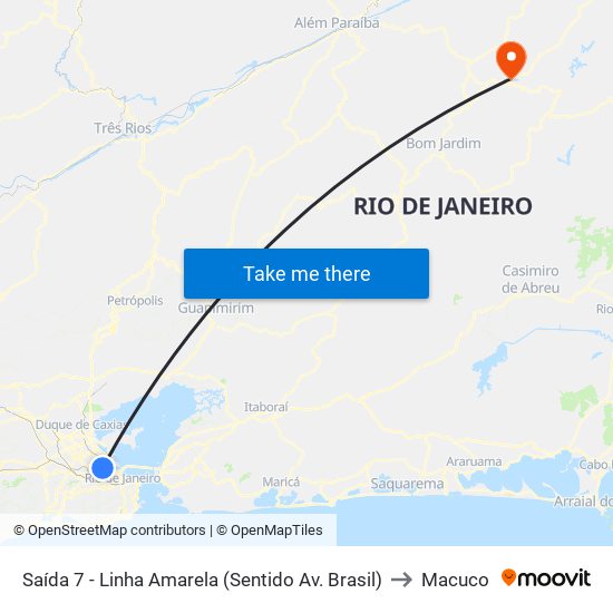 Saída 7 - Linha Amarela (Sentido Av. Brasil) to Macuco map