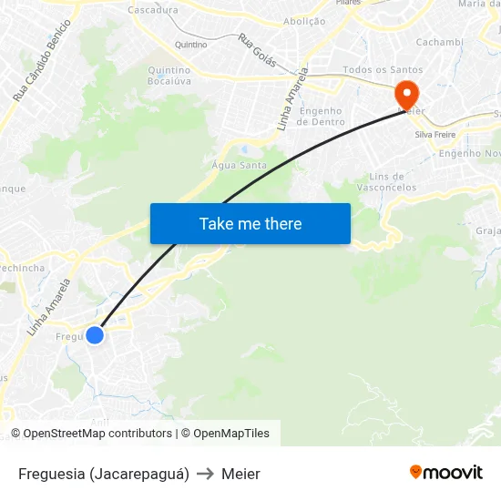 Freguesia (Jacarepaguá) to Meier map