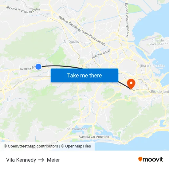 Vila Kennedy to Meier map