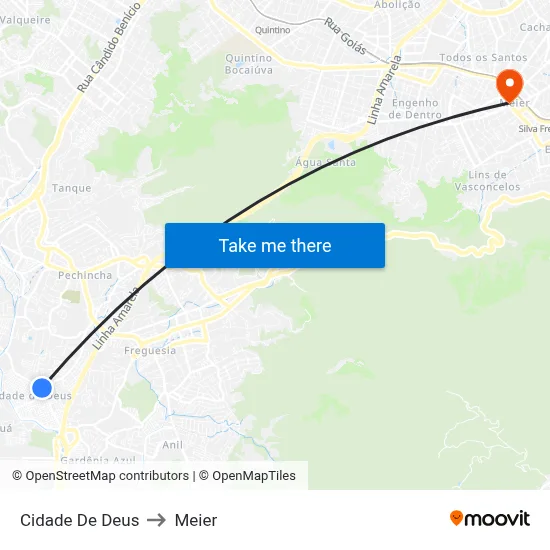 Cidade De Deus to Meier map