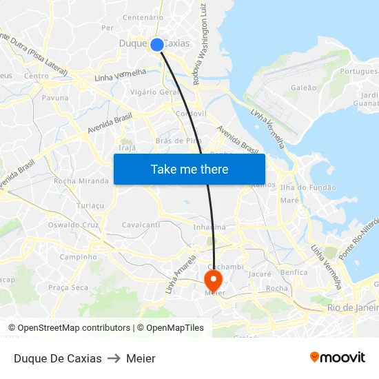 Duque De Caxias to Meier map