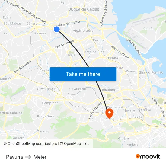 Pavuna to Meier map