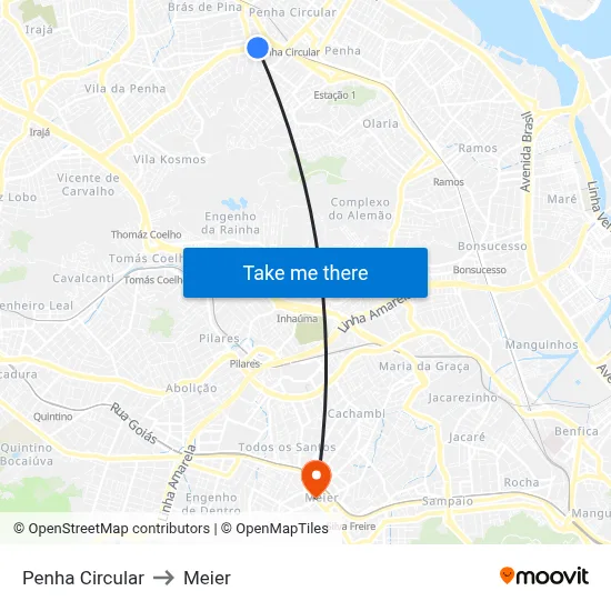 Penha Circular to Meier map