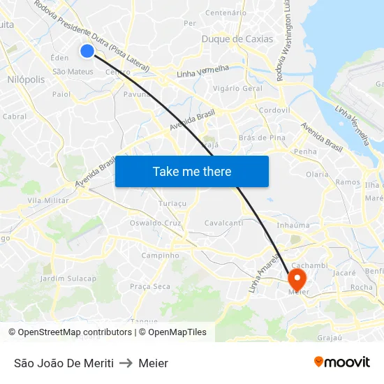 São João De Meriti to Meier map