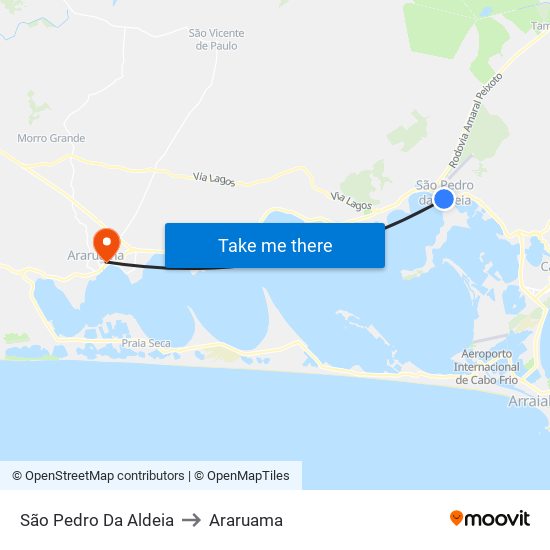 São Pedro Da Aldeia to Araruama map