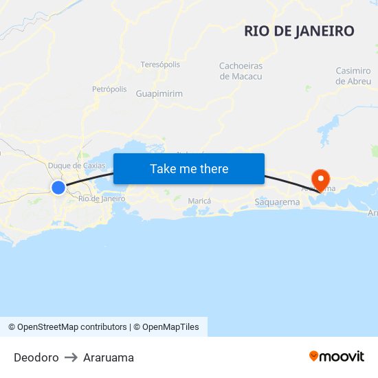 Deodoro to Araruama map