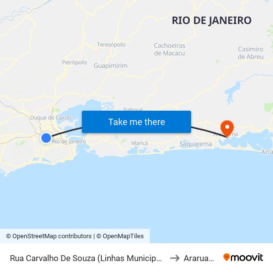 Rua Carvalho De Souza (Linhas Municipais) to Araruama map