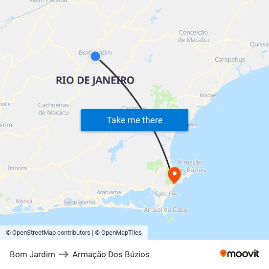 Bom Jardim to Armação Dos Búzios map