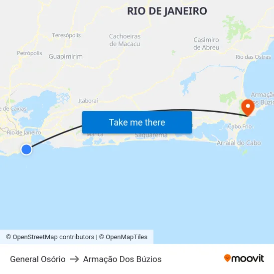General Osório to Armação Dos Búzios map