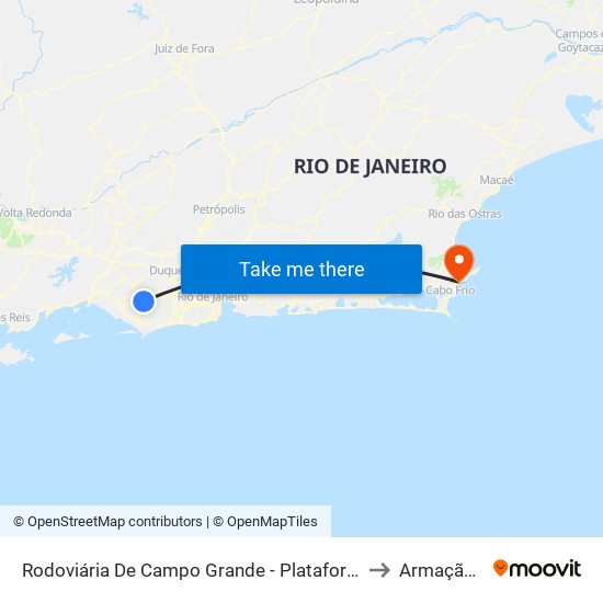 Rodoviária De Campo Grande - Plataforma D (Campo Grande E Jabour - Executivo) to Armação Dos Búzios map