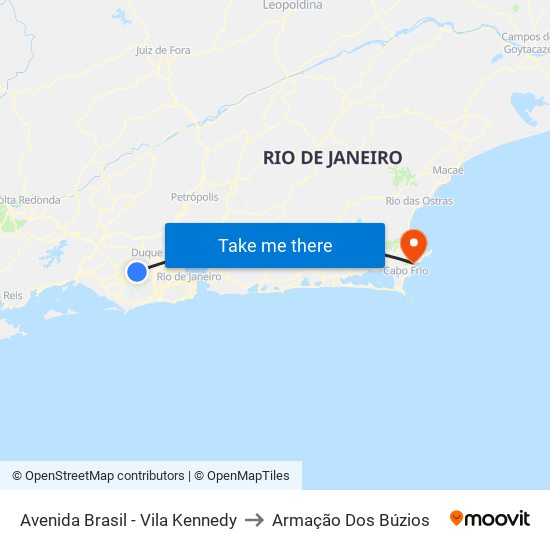 Avenida Brasil - Vila Kennedy to Armação Dos Búzios map